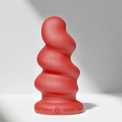 GreedyCluster TORNADO STOPPER spiral silicone butt plug in Scarlett, front view