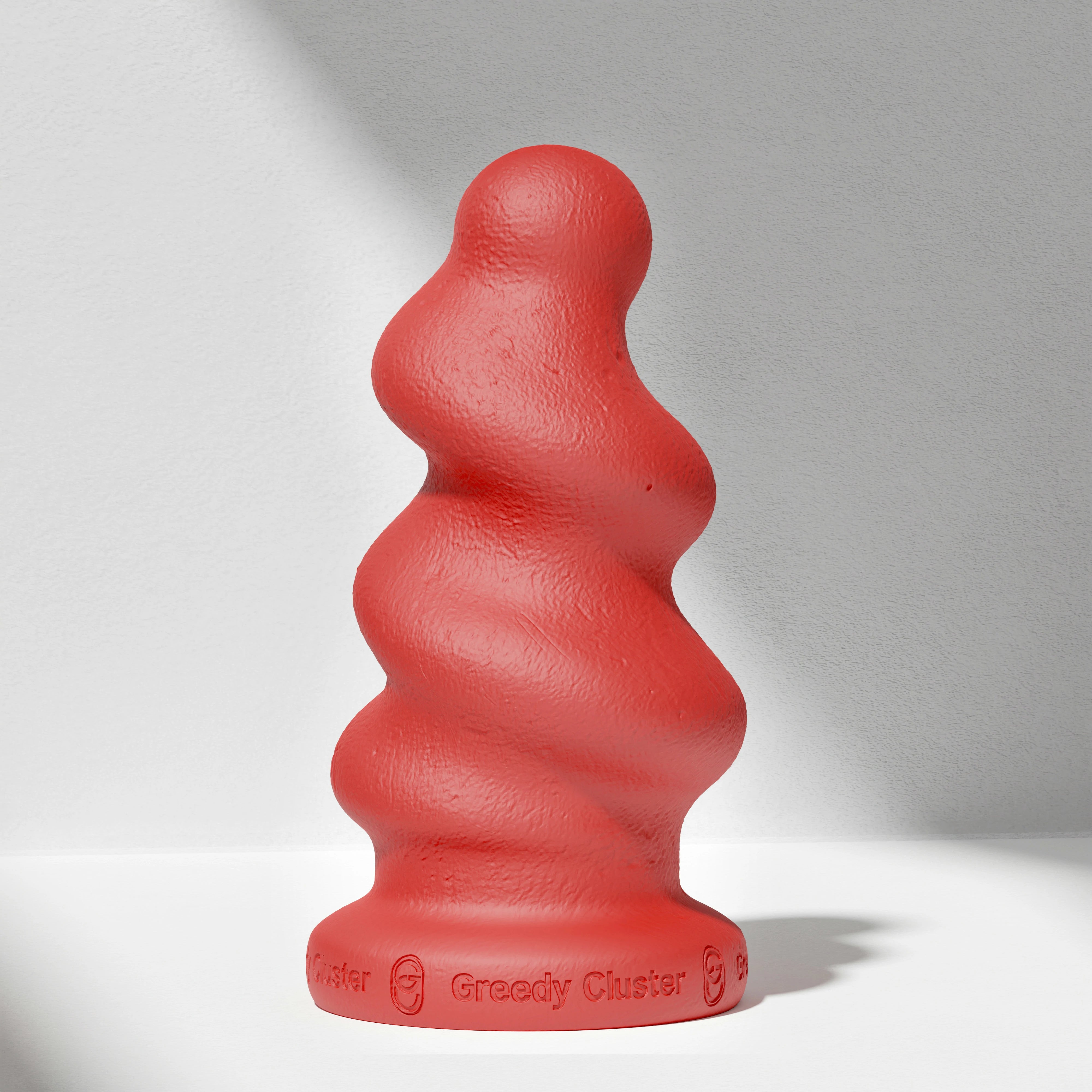 GreedyCluster TORNADO STOPPER spiral silicone butt plug in Scarlett with twisted texture