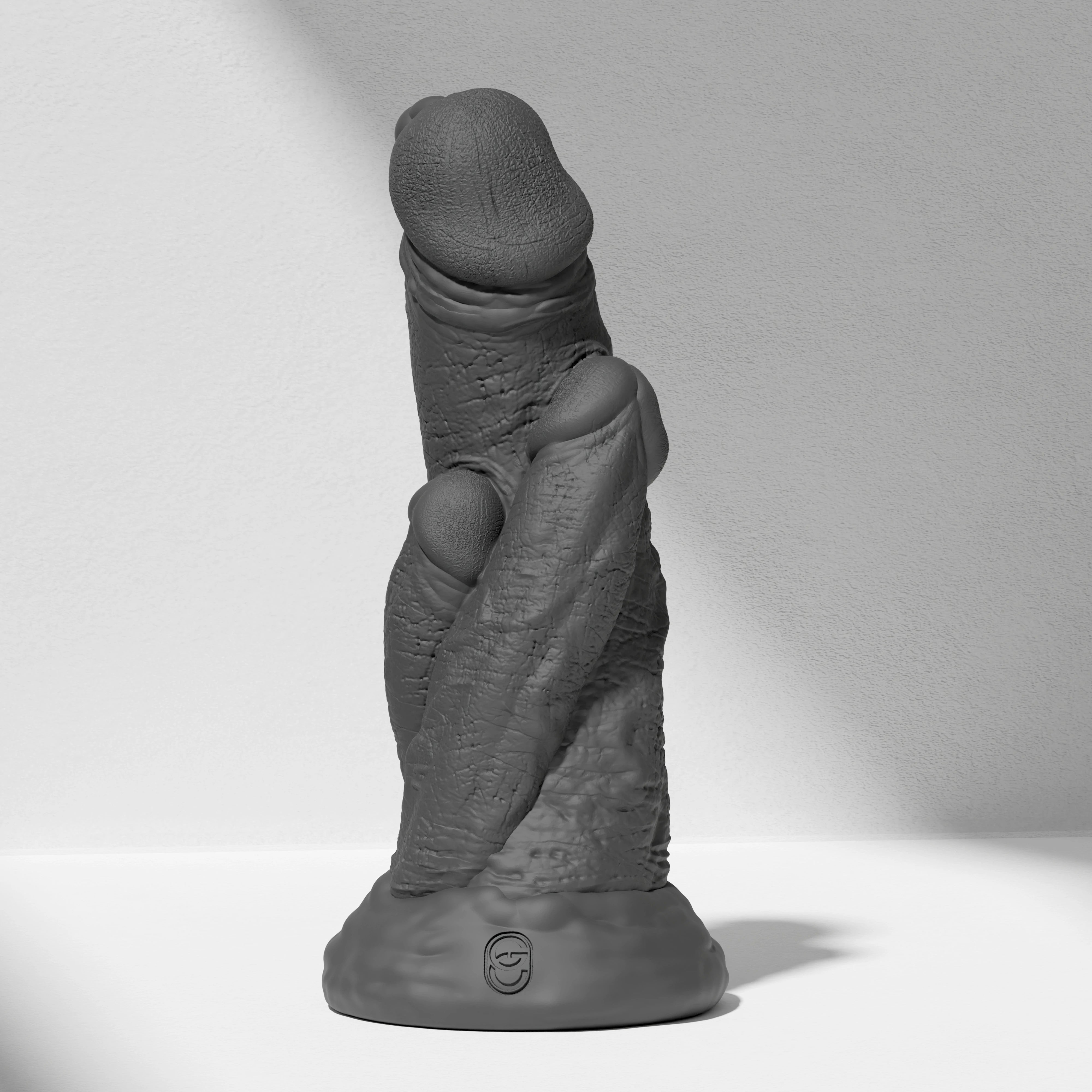 GreedyCluster TRIPLE DRAGON DILDO thick fantasy silicone dildo in Charcoal