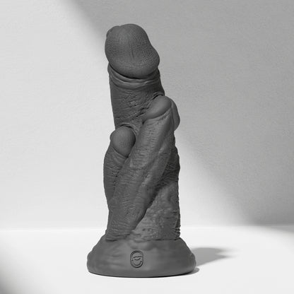 GreedyCluster TRIPLE DRAGON DILDO thick fantasy silicone dildo in Charcoal