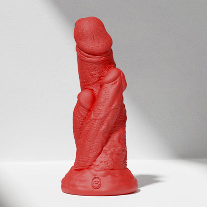 GreedyCluster TRIPLE DRAGON DILDO thick fantasy silicone dildo in Scarlett