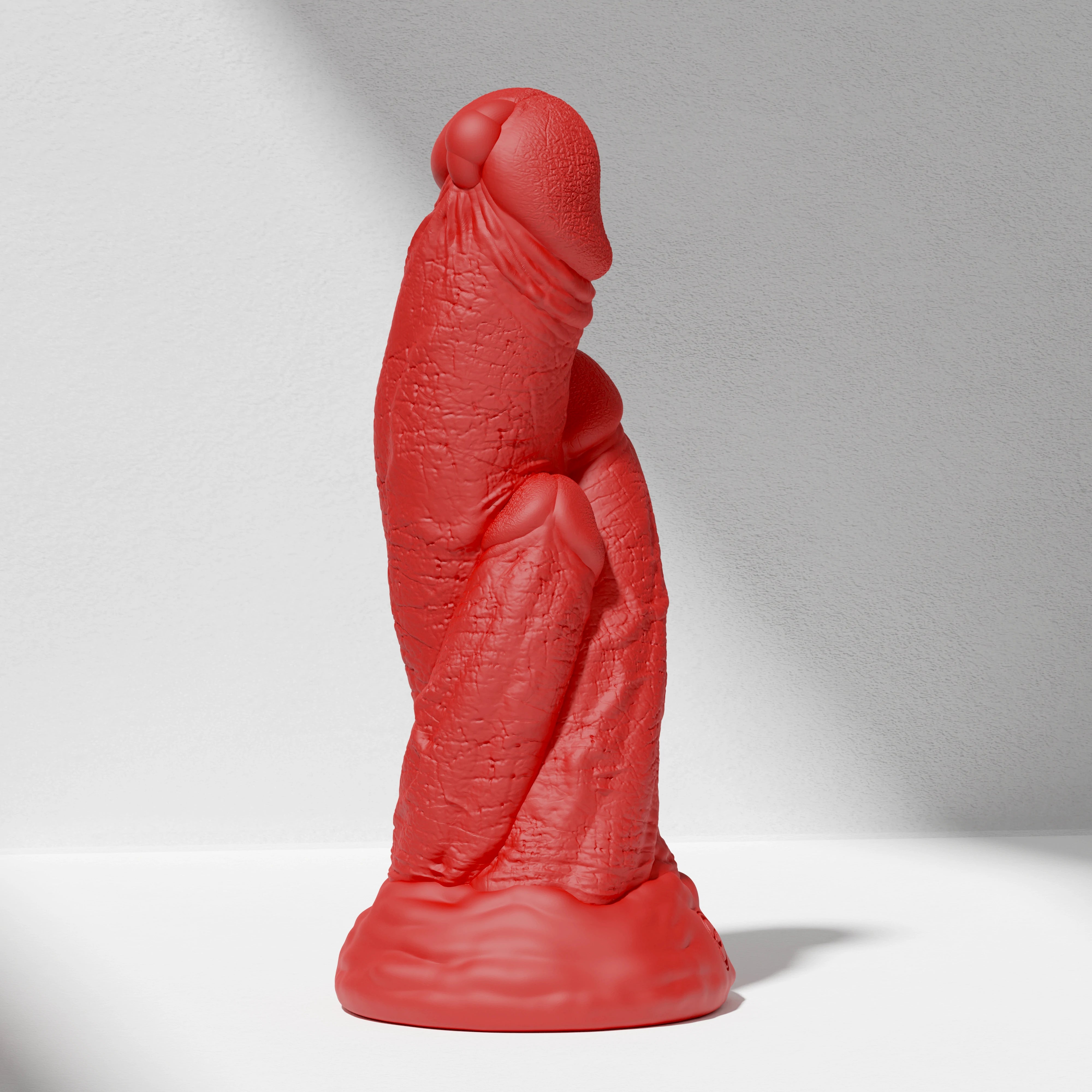 GreedyCluster TRIPLE DRAGON DILDO thick fantasy silicone dildo in Scarlett