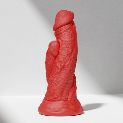 GreedyCluster TRIPLE DRAGON DILDO thick fantasy silicone dildo in Scarlett