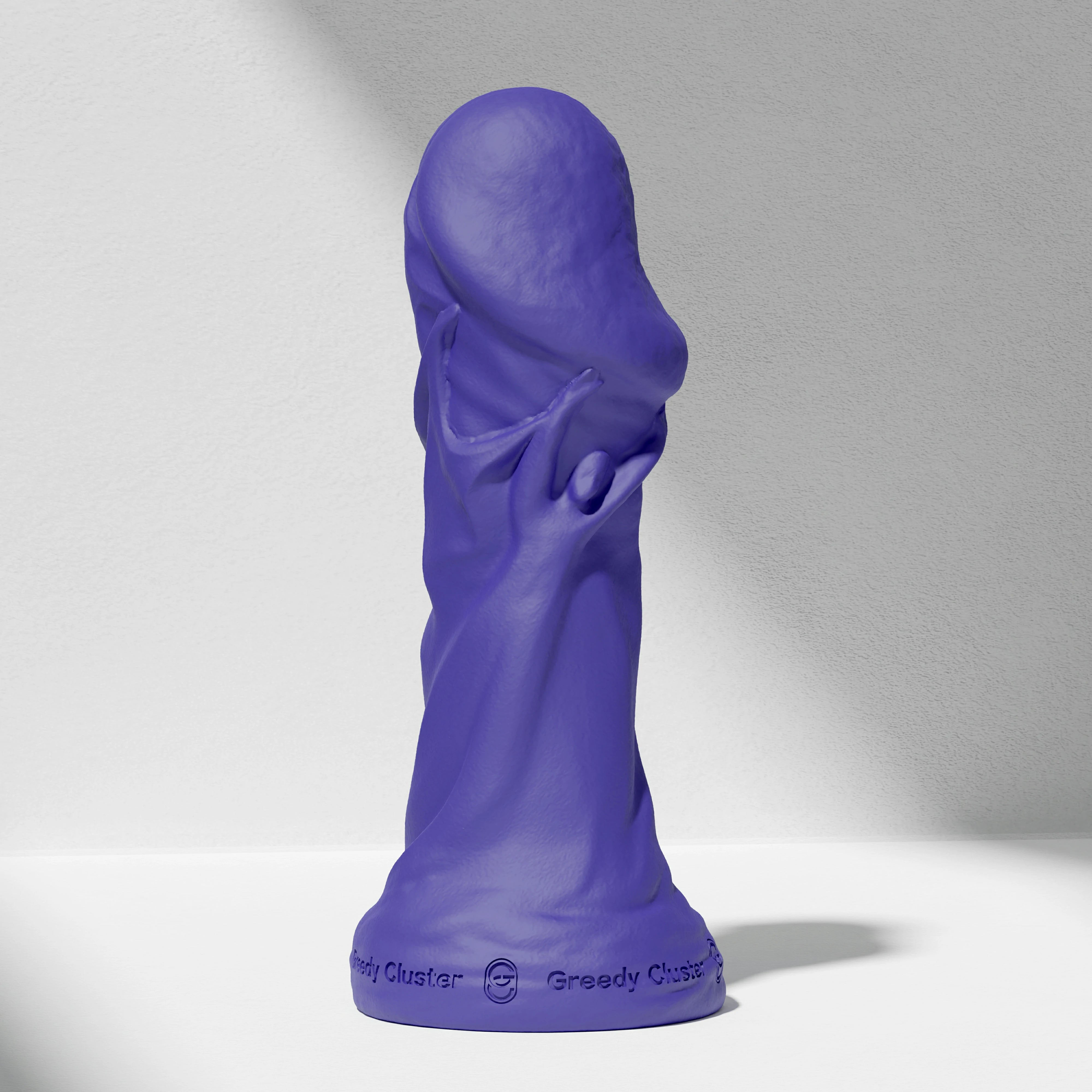 GreedyCluster TROPHY DILDO fantasy silicone dildo, Azure blue sculpted design