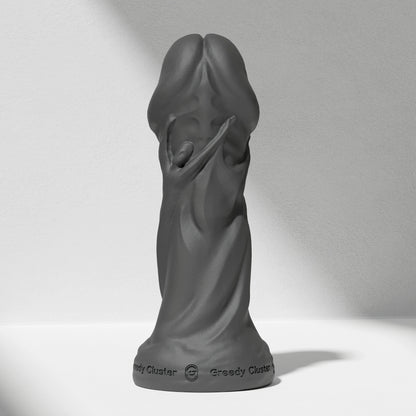 GreedyCluster TROPHY DILDO fantasy silicone dildo, Charcoal black sculpted design