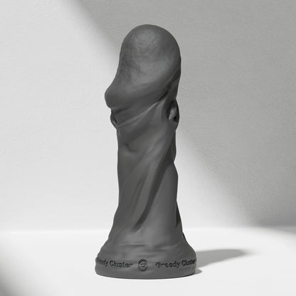 GreedyCluster TROPHY DILDO fantasy silicone dildo, Charcoal black sculpted design
