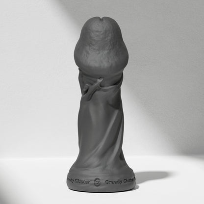 GreedyCluster TROPHY DILDO fantasy silicone dildo, Charcoal black sculpted design