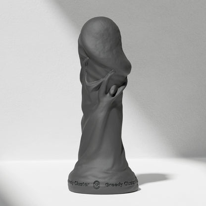 GreedyCluster TROPHY DILDO fantasy silicone dildo, Charcoal black sculpted design