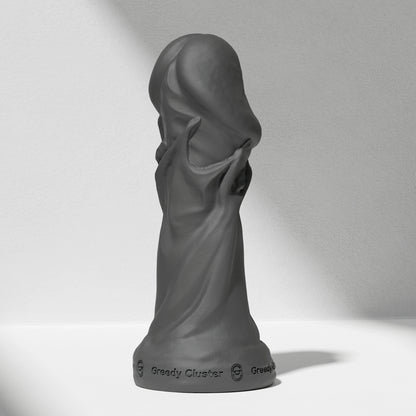 GreedyCluster TROPHY DILDO fantasy silicone dildo, Charcoal black sculpted design