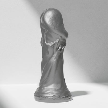 GreedyCluster TROPHY DILDO fantasy silicone dildo, metallic silver sculpted design