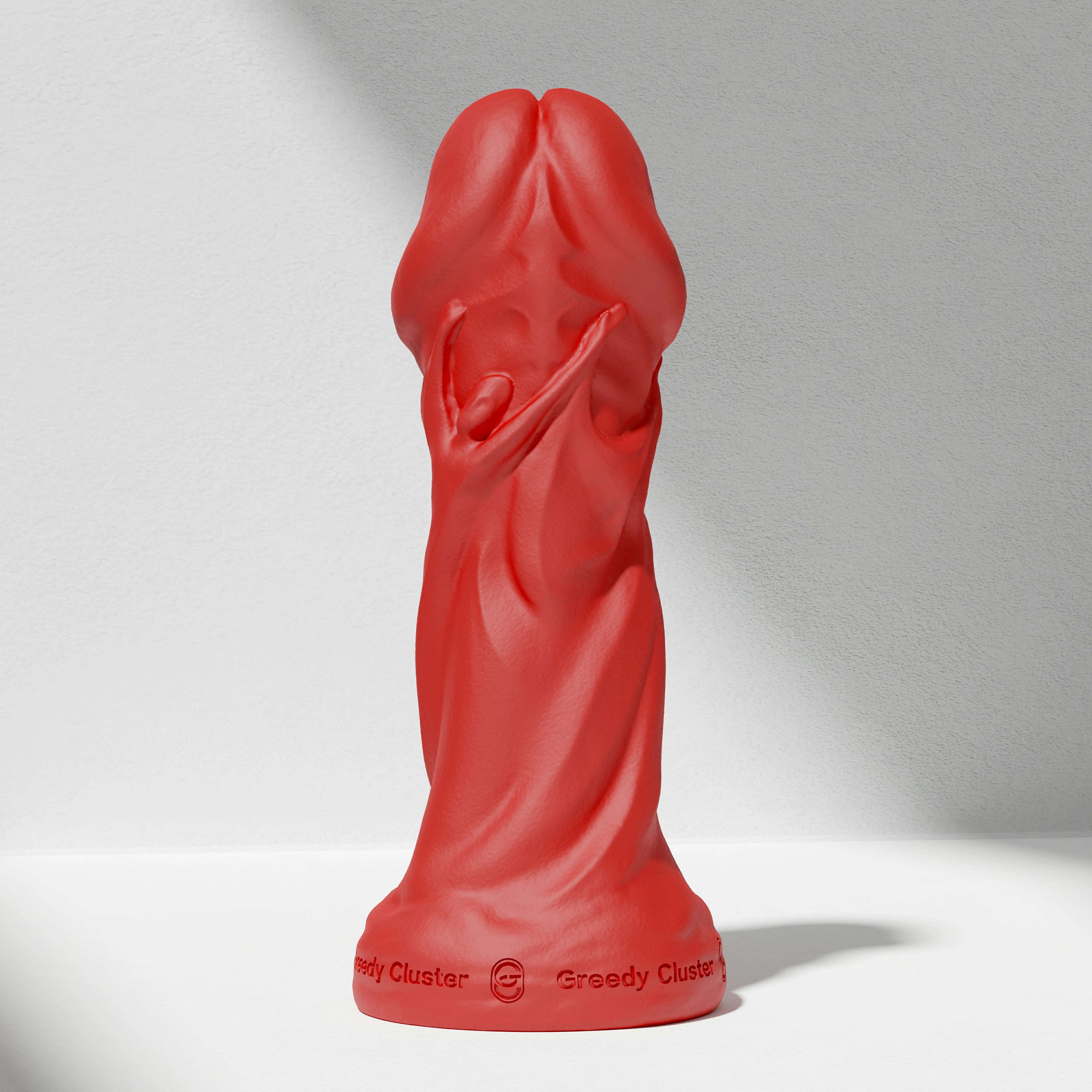 GreedyCluster TROPHY DILDO fantasy silicone dildo, Scarlett red sculpted design