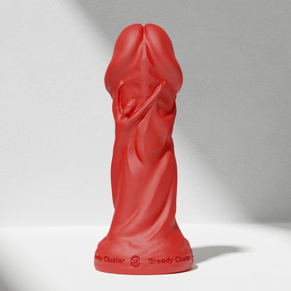 GreedyCluster TROPHY DILDO fantasy silicone dildo, Scarlett red sculpted design