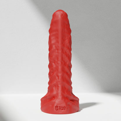 GreedyCluster TYRAN DILDO curved alien silicone dildo in Scarlett