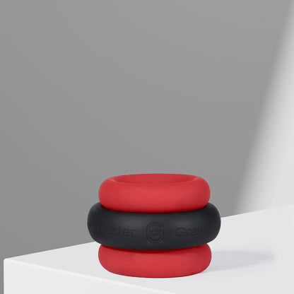 GreedyCluster O-RING 01 platinum silicone cock ring set with flexible ring design