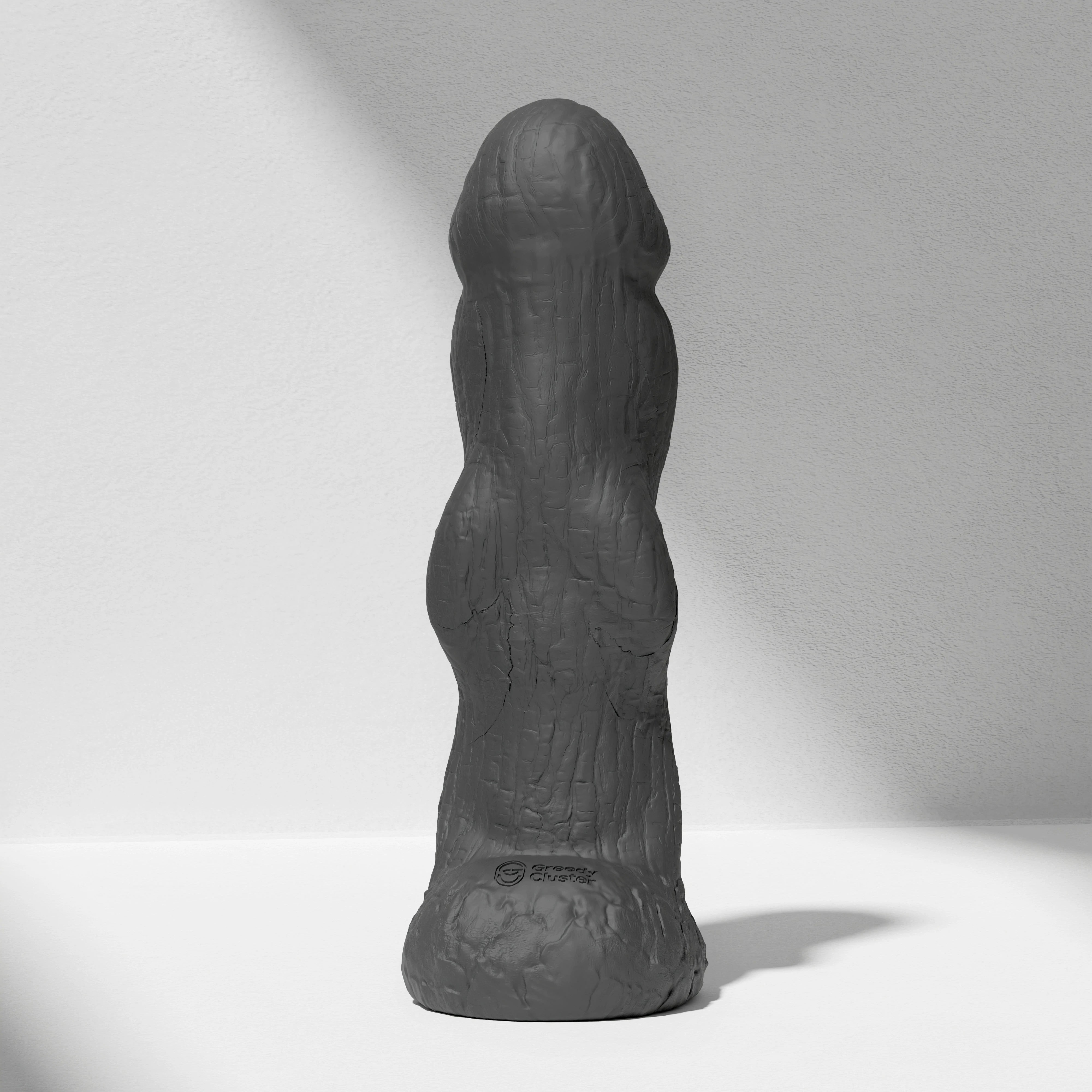 GreedyCluster HADES textured knot silicone dildo in Charcoal