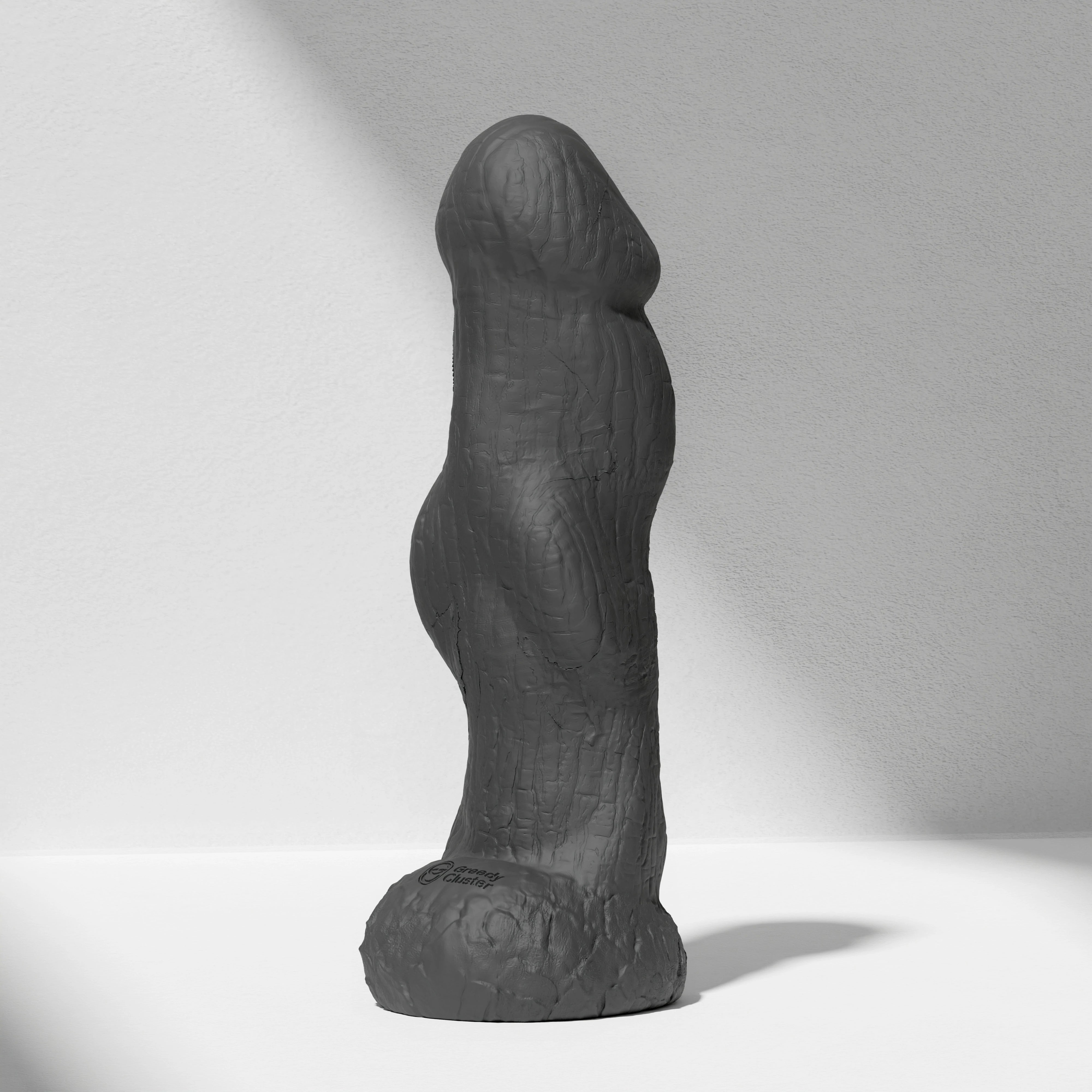 GreedyCluster HADES textured knot silicone dildo in Charcoal