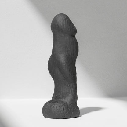 GreedyCluster HADES textured knot silicone dildo in Charcoal
