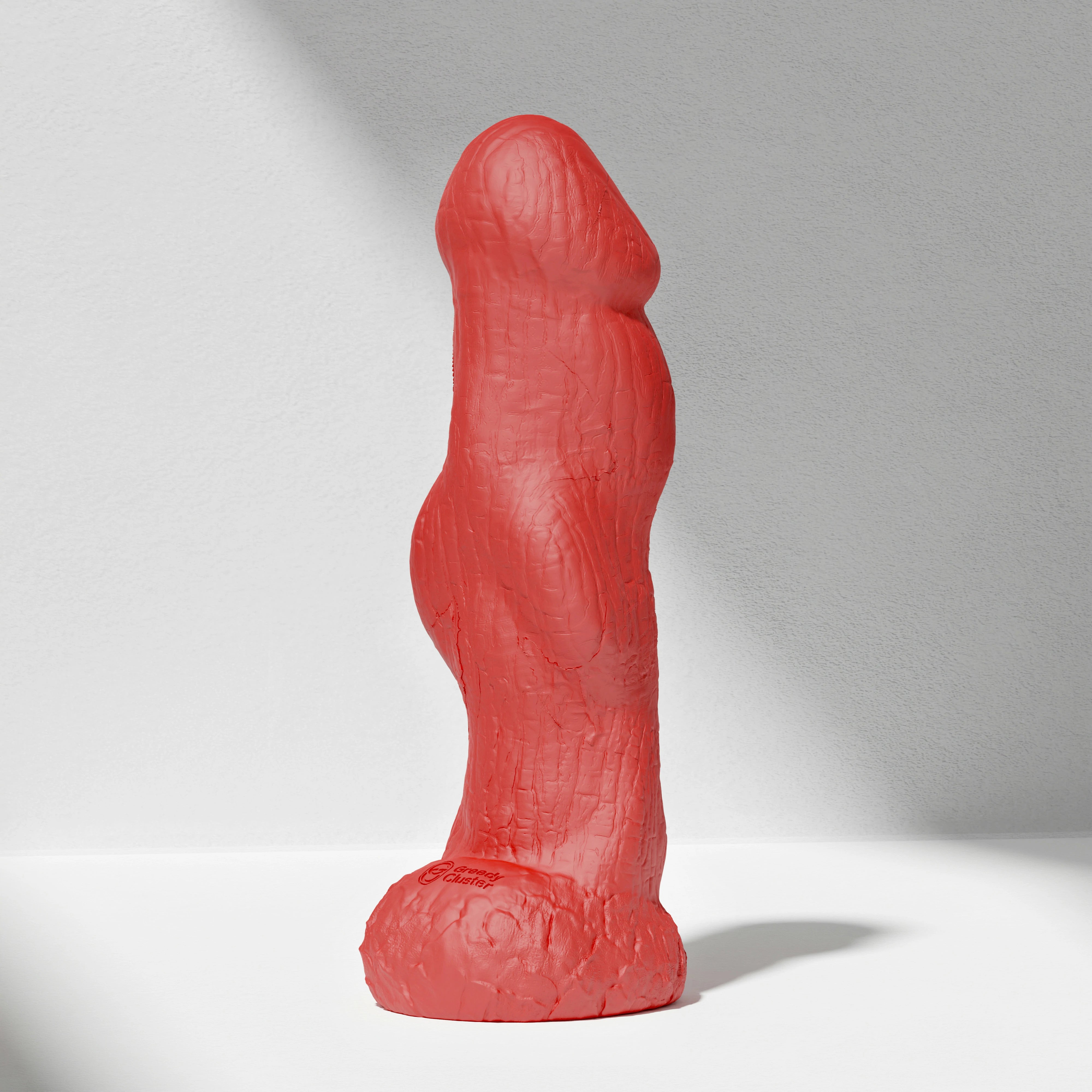 GreedyCluster HADES textured knot silicone dildo in Scarlett