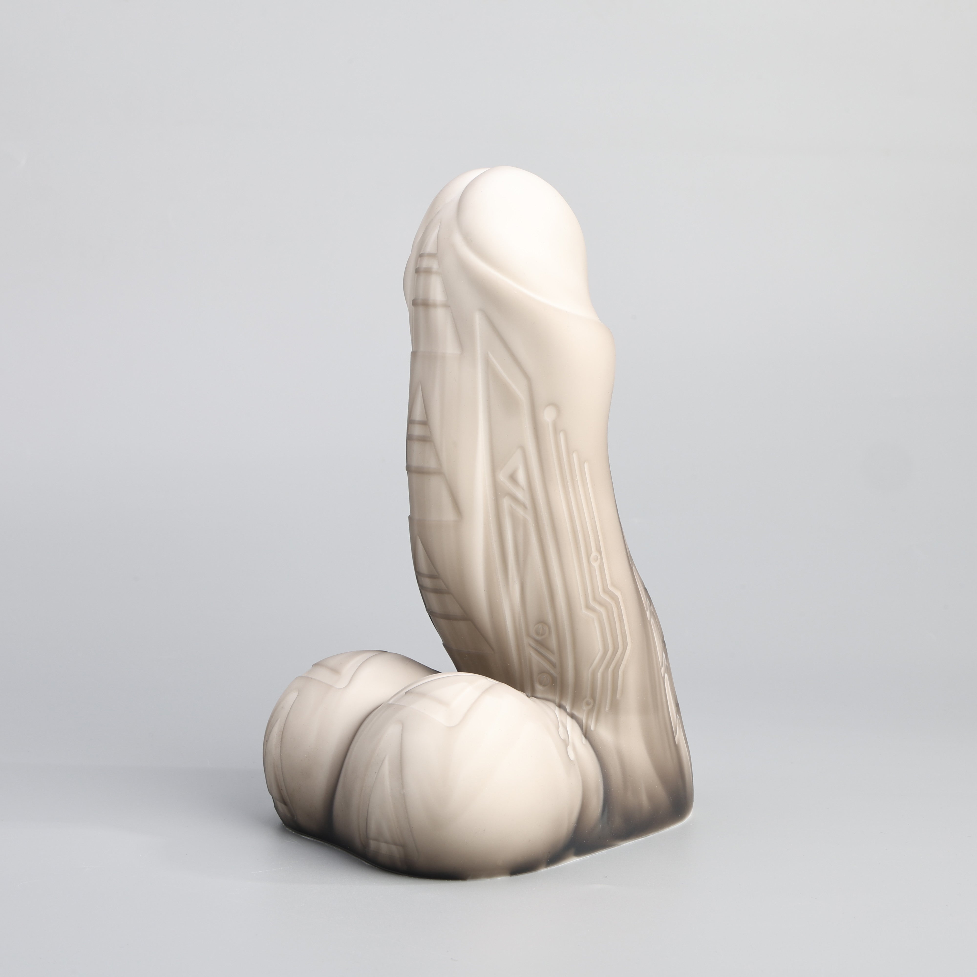 GreedyCluster HARKONNEN fantasy silicone dildo in black and white colorway