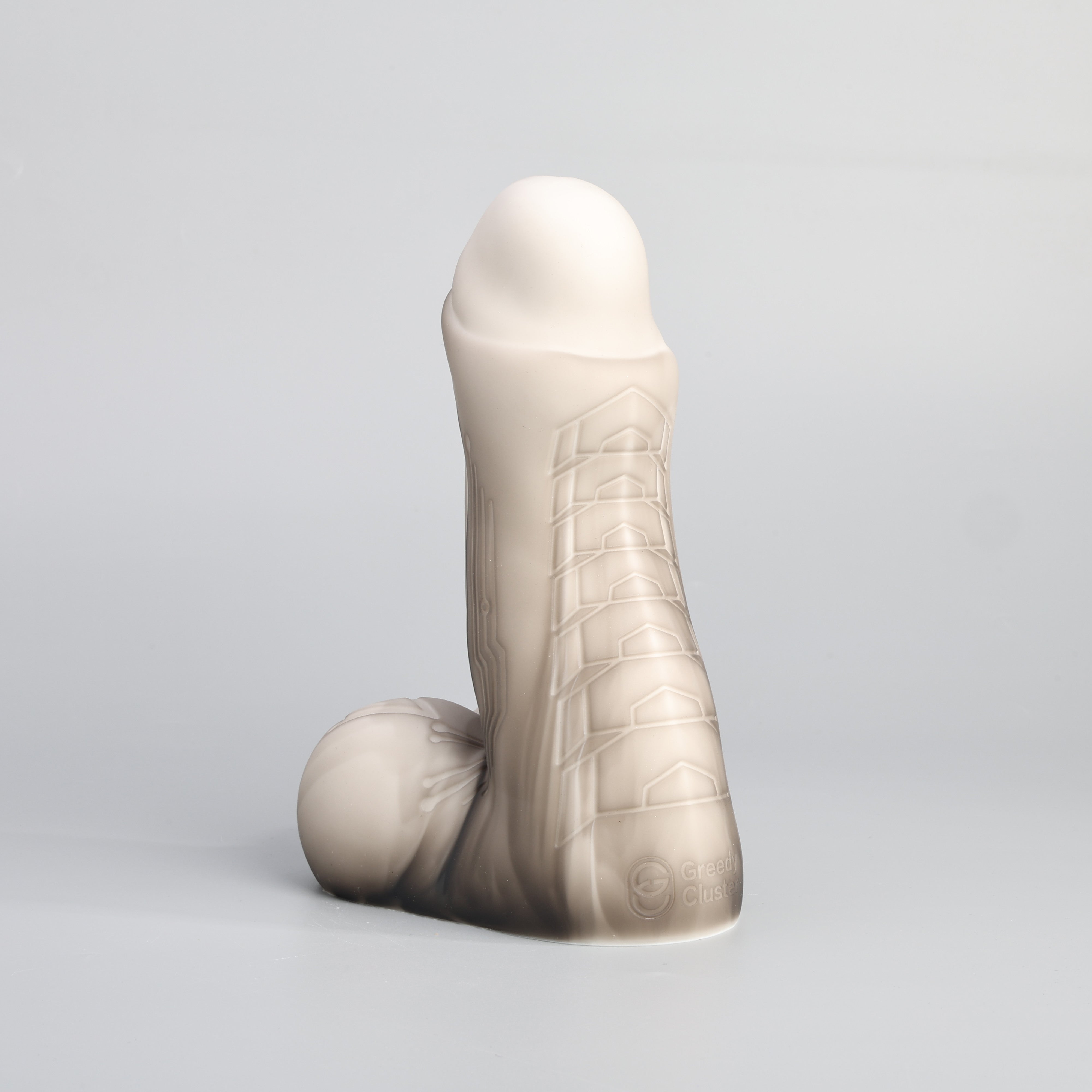 GreedyCluster HARKONNEN fantasy silicone dildo in black and white colorway