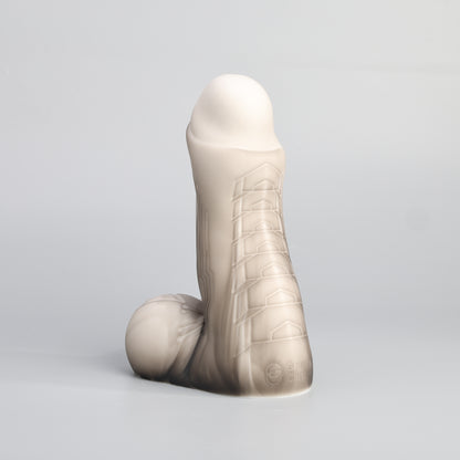 GreedyCluster HARKONNEN fantasy silicone dildo in black and white colorway