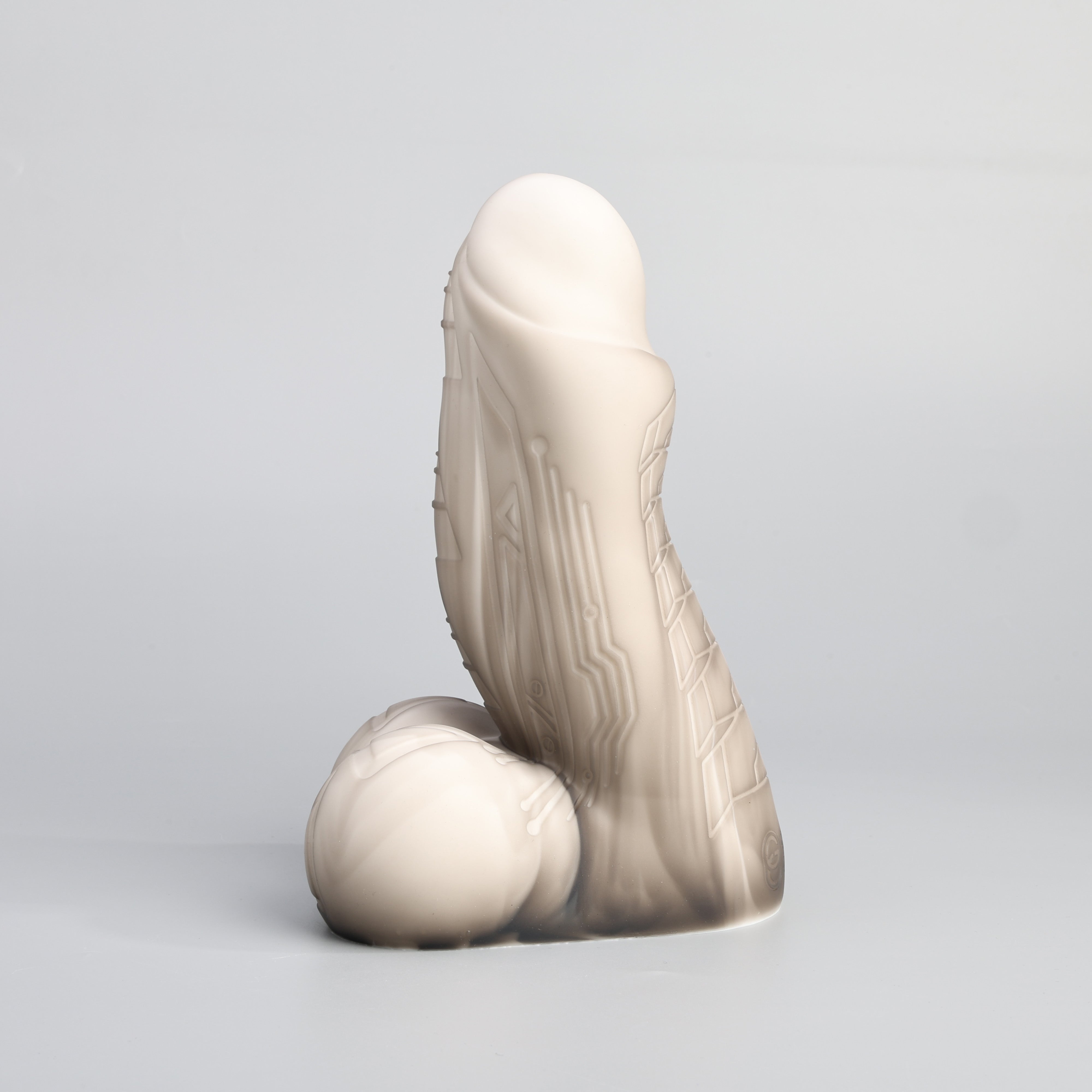 GreedyCluster HARKONNEN fantasy silicone dildo in black and white colorway