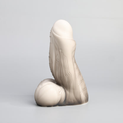 GreedyCluster HARKONNEN fantasy silicone dildo in black and white colorway